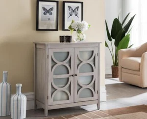 Kings Brand Furniture - Folsom Wood Console Table / Accent Cabinet, Wash Gray - Picture 1 of 9