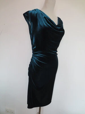 Design Etui Abend Stretch-Kleid RONNI NICOLE Gr. 4 ca 34 Samt petrol Raffung/E - Bild 1 von 4