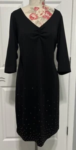 London Times Größe 14 W schwarzes Kleid Nieten Stretch Strick bequem LBD Damen - Bild 1 von 6