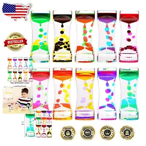 10-Pack Liquid Motion Bubblers: Colorful Sensory Fidget Timers for Stress Relief - Picture 1 of 8