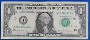 $1 One Dollar Bill Fancy Serial Number - Sept. 12th 2004 - Birthday Note - Picture 1 of 2
