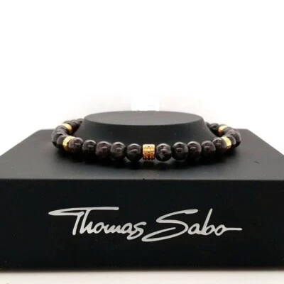 GENUINO THOMAS SABO Pulsera de cuentas de oro amarillo y mármol para hombre A1926-413-5 Foto 1 de 3