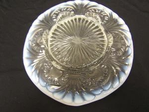 Jefferson Glass Blue Opalescent "Tokyo" Footed 8.5" Cake Plate VGC - Picture 1 of 3