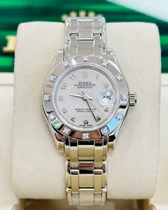 Rolex Datejust Pearlmaster 18k WG Jubilee Dial Factory Diamonds Lady Watch - Picture 1 of 10