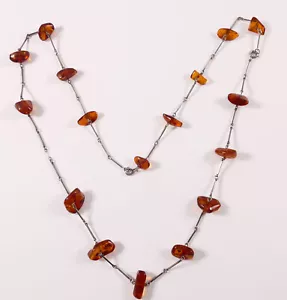 Halskette Collier oranger Bernstein Karabiner Verschluss - Bild 1 von 4