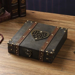 Antique Jewelry Treasure Necklace Wooden Storage Box Wedding Gift Box Decor Case - Bild 1 von 11