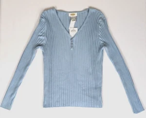 Talbots NWT Women's Size XL Light Blue Rayon Blend Ribbed Knit Stretch Sweater - Picture 1 of 10