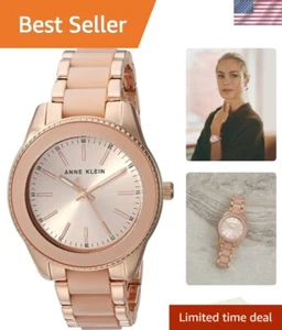 Luxury Women’s Light Pink Sunray Dial Watch with Rose Gold Adjustable Links - Picture 1 of 7