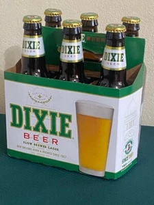 VINTAGE DIXIE BIER 6ER PACK FLASCHEN MIT ORIGINAL VERSCHLÜSSEN HALTER PAPIERETIKETTEN BERNSTEIN GLAS - Bild 1 von 16