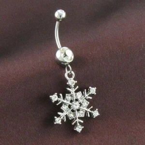 2Ct Round Cut Lab-Created Diamond Womens Belly Button Ring 14K White Gold Plated - Picture 1 of 7