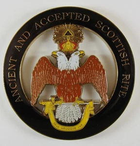 Auto Emblema Rito Escocés 33 Troquelado Metal (SCA-1013) Masón Masón Masónico - Imagen 1 de 1