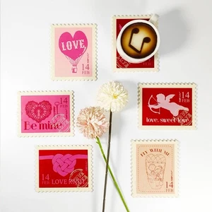 6 Pcs Vintage Stamp Coasters Set in Gift Box - Valentine's Day Gift for Stamp... - Bild 1 von 9