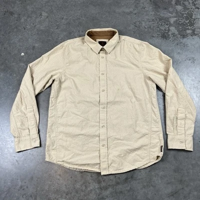 Prana Shirt Mens Medium Beige Button Up Long Sleeve Outdoors Flaws Preowned - Image 1 of 4
