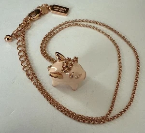 ECHT KATE SPADE ROSA EMAILLE rosa Strass FLIEGENDES SCHWEIN Anhänger Halskette - Bild 1 von 11