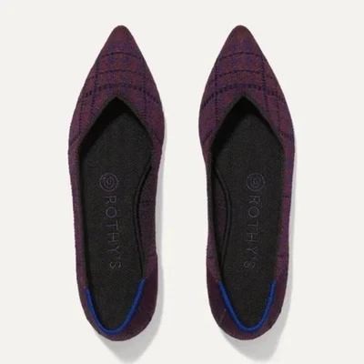 NEW Rothy's 2020 Limited Edition The Point Flats in Cranberry Plaid US Size 11W - Image 1 of 4