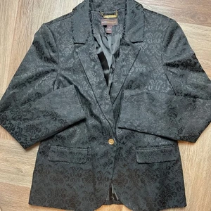Dana Buchman Womens Black Floral Damask Blazer Jacket 6 Elegant Brocade Jacquard - Picture 1 of 7