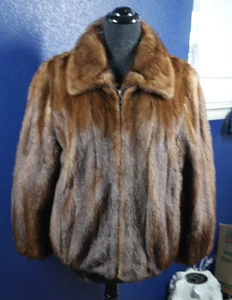 Men's brown Real MINK Fur Bomber Jacket coat All Sizes Pre-Sale - Picture 1 of 6