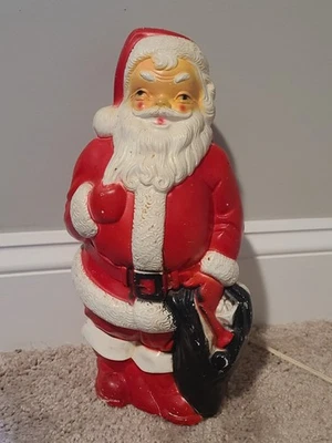 VINTAGE OLD TABLE TOP CHRISTMAS SANTA CLAUSE PLASTIC BLOW MOLD 1968 EMPIRE CORD - Image 1 of 4