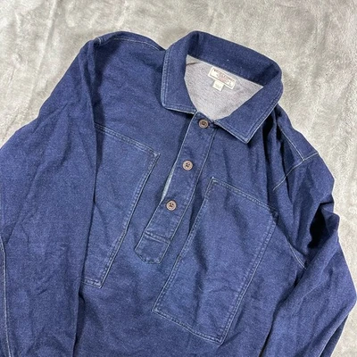 Wallace & Barnes Shirt Mens Large Denim Work Military  Pullover Long Sleeve Dark - Image 1 of 4