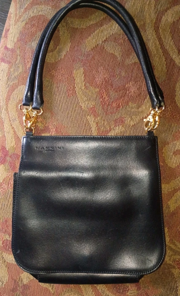 Bolso de Hombro Master By Nannini Cuero Genuino Negro 1 Correa De Colección Hecho en Italia Foto 1 de 2