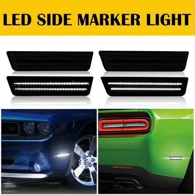 4pcs Smoke Side Marker Bumper Lens Lamp for Housing 2008-2014 Dodge Challenger - Image 1 of 4