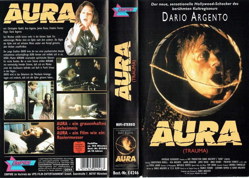 (FSK 18) VHS Videokassette - Aura - Trauma -  Regie: Dario Argento - Bild 1 von 3