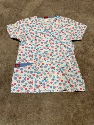 Blusa Médica Dickies Mujer Estampado de Lunares Talla Pequeña (Sin ETIQUETAS DE TALLA) Bolsillos, Enfermera, Foto 1 de 4
