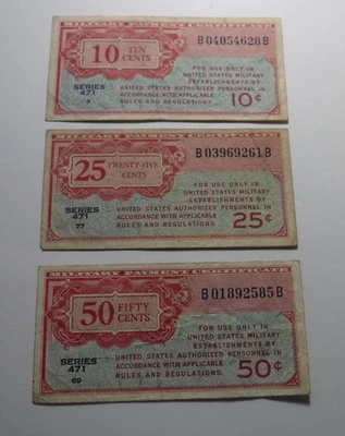 Lot of 3 Military Payment Certificates - Series 471 ($.10/$.25/$.50) - Image 1 of 2