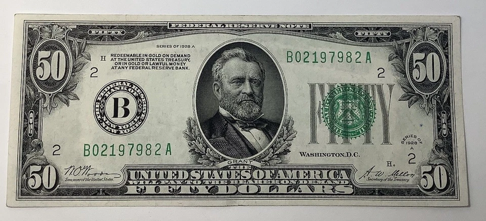 $50 Federal Reserve FR. 2100-B  Series 1928A  New York Bank  Note - Image 1 of 2