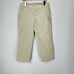 NWT L.L. Bean Tan Favorite Fit Cotton Front Zip 6 Petite Khaki Capri Pants 6P - Picture 1 of 13