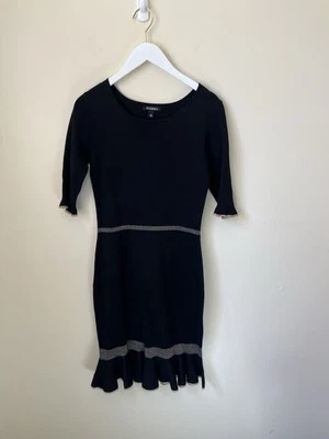 Vestido negro Midis para mujer Roz & Ali con dobladillo con volantes y brillantes talla XS Foto 1 de 4