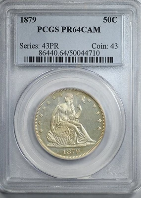 1879 Proof Liberty Seated Half Dollar 50C PCGS PR64CAM Cameo - Image 1 of 4