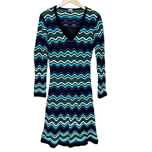 M Missoni Blue Green Knit Long Sleeve Dress Sz 42 - Picture 1 of 7