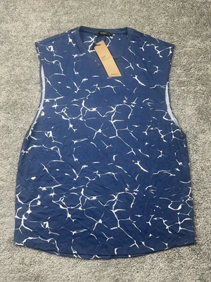 Tank Top Gym Men Medium Blue Relaxed Fit Standard Length Geometric NWT - Image 1 of 4