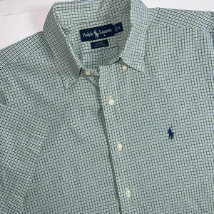 Ralph Lauren Blake Shirt Check Green Blue Short Sleeve Mens Size Medium - Picture 1 of 7