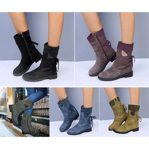 Damen Schnee Winter Stiefel Damen warme Schuhe rutschfest mittlere Schnürboots - Bild 1 von 10