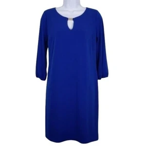 Donna Ricco New York Womens Shift Dress Royal Blue long sleeve exposed zipper10 - Picture 1 of 6