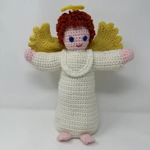 Vintage Handmade Crochet Angel Plush Stuffed 14" Tall - Picture 1 of 20