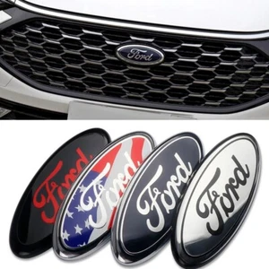 Ford 175mm x 75mm Black With Red Logo Badge High Quality Free P&P - Picture 1 of 14