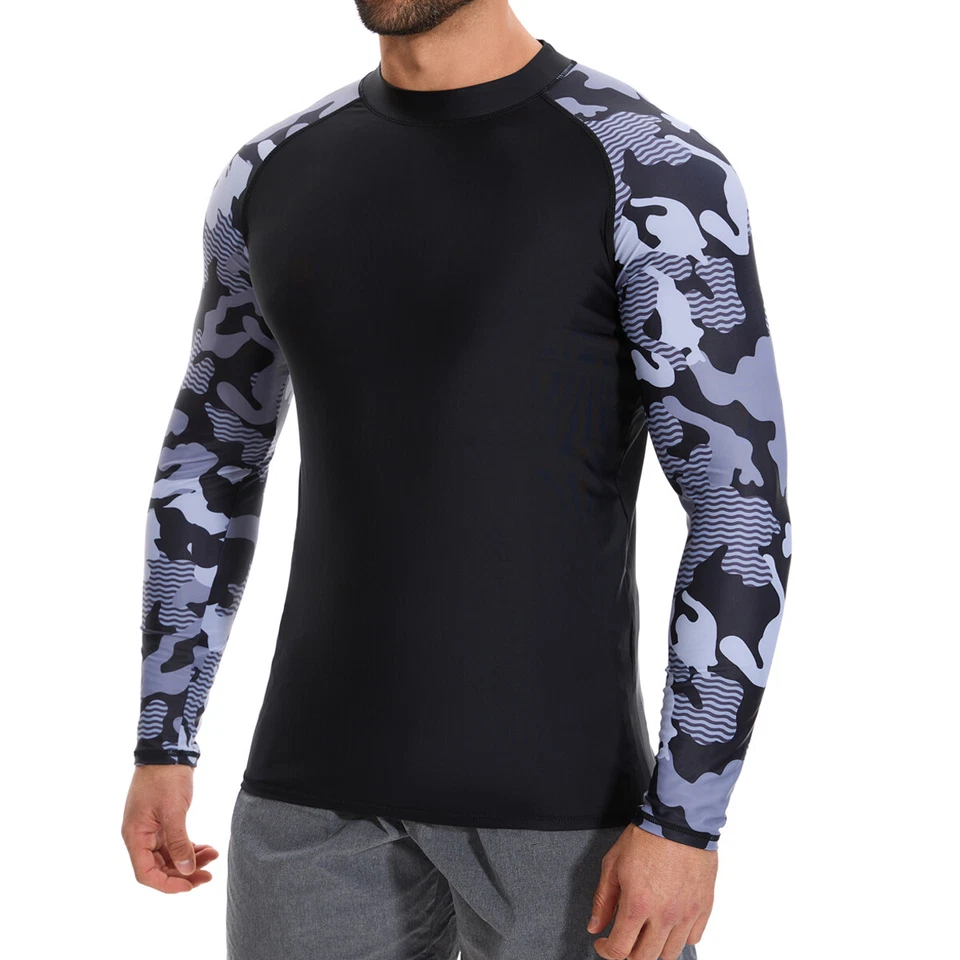 Men's Long Sleeve UPF 50+ Rash Guard Skins UV Sun Protection Workout Swim Shirts - Image 1 of 4