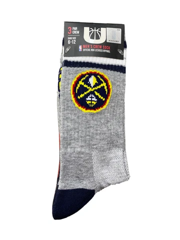 NBA Ultra Game Denver Nuggets Men Crew Socks - 3 Pair Pack - Shoe Size 6-12 Cover