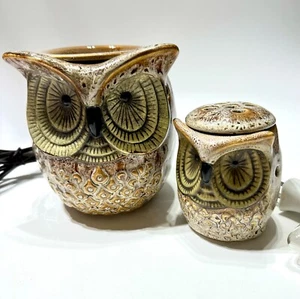 Pair of Scentsy Ceramic Spotted Owl Wax Candle Warmer (Warmer Plate, Nightlight) - Picture 1 of 9