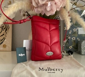 MULBERRY 🌸 Softie Pillow Phone RED Nappa Bag RRP £595 Padded LEATHER Crossbody - Picture 1 of 21