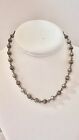 Antique Beaded Sterling Silver Necklace 15 Inches Barrel Clasp Detailed Beads