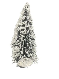 Lemax BLACK Christmas Tree W/ Snow Halloween Holiday Village 6" Bottle Brush - Picture 1 of 8