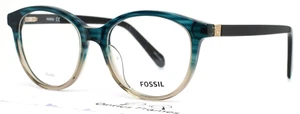 FOSSIL FOS7060 HBJ Striped Blue/Clear Womens Round Eyeglasses 50-17-140 B:43 - Picture 1 of 14