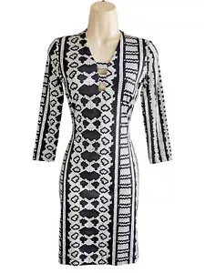 Just Cavalli Stretch Pencil Dress 3/4 Sleeve Size 40 Snake Print - Picture 1 of 14
