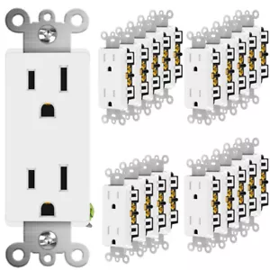 Toma de corriente de receptáculo de pared decorativa autoconexión a tierra 15A 125V 3 cables 5-15R UL 20 paquetes - Imagen 1 de 10