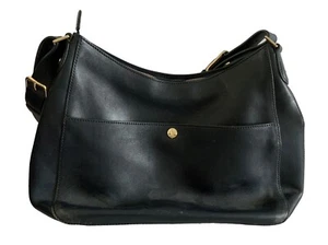 VINTAGE Lands End Purse Black Leather Bag The Landmark Collection - Picture 1 of 8