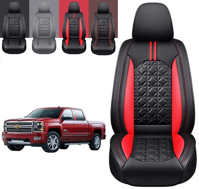 For Chevrolet Silverado GMC 1500 2500HD 3500HD Car 2 Front Seat Cover PU Leather - Image 1 of 4